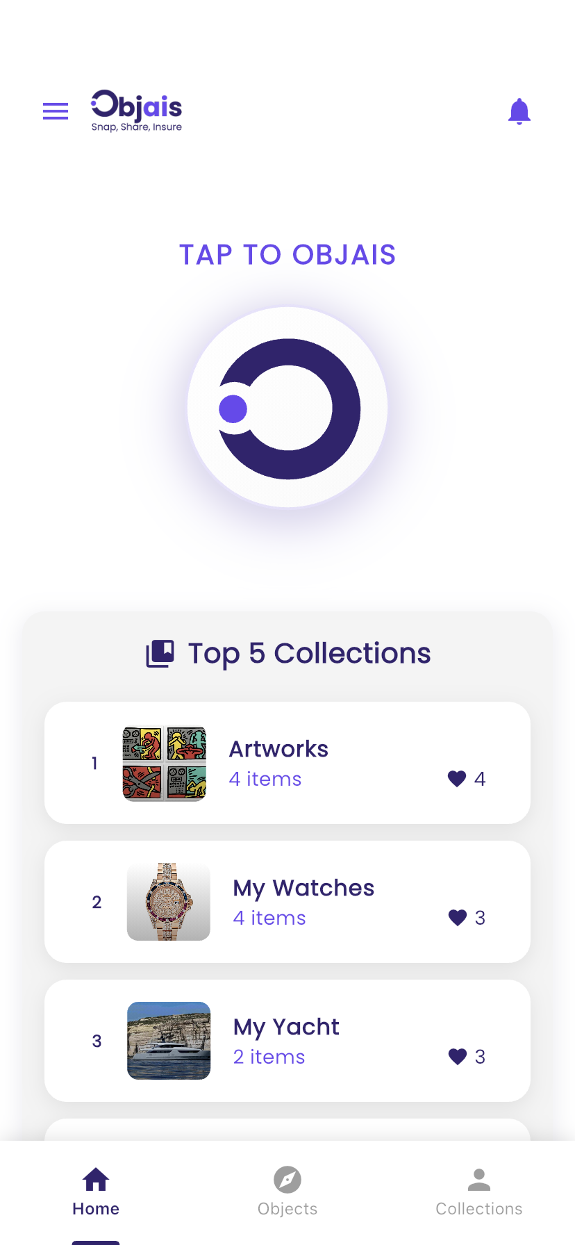 Tap to Objais β your Top 5 collections